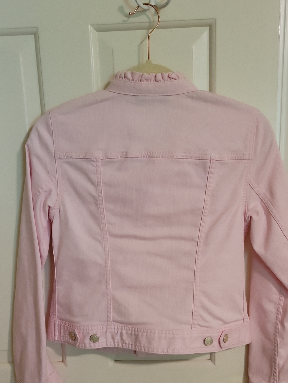 Talbots Pale Pink Ruffle-Trim Button Jacket - Picture 2 of 3